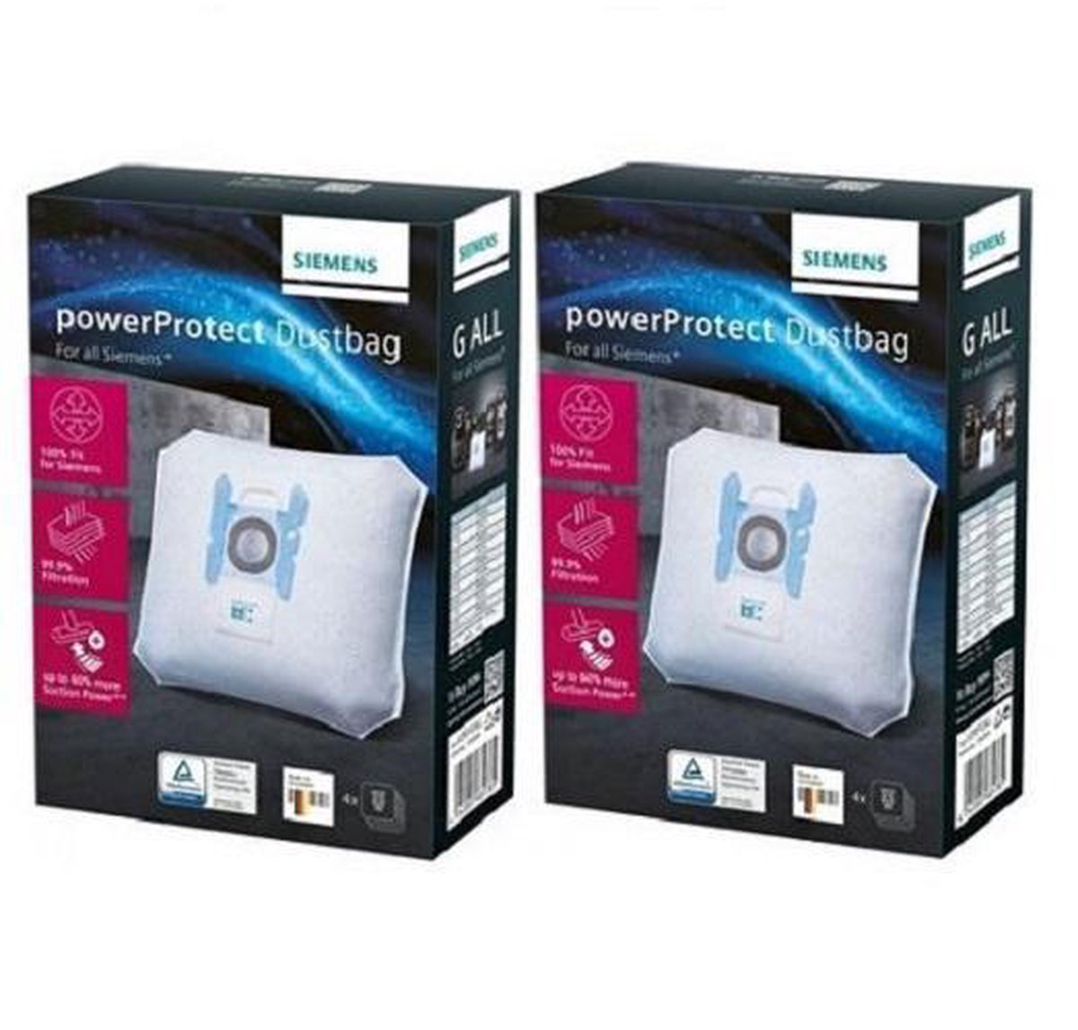 20 stofzuigerzakken geschikt voor Siemens VSZ7A400 Z 7.0 AllergyPlus stofzuiger (serie Z7.0), 5-laagse stofzak met hygiënische sluiting, type tas BS 217m incl. filter