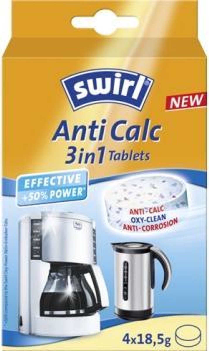 Swirl Anti Calc 3in1 Tabletten Ontkalker - 4 stuks, 18,5 g per tablet