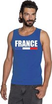 Blauw France supporter mouwloos shirt heren - Frankrijk singlet shirt/ tanktop L