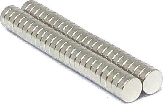 50 stuks megasterke neodymium schijfmagneetjes - maat 6 x 2 mm