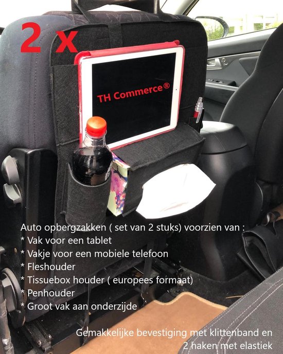 Transparant bladzijde matig 2 stuks kinderen auto stoel organiser – Autostoel opbergzak – met tablet  opbergvak en... | bol.com