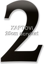 Xaptovi Huisnummer 2 Materiaal: Acrylaat - Hoogte: 25cm - Kleur: Zwart