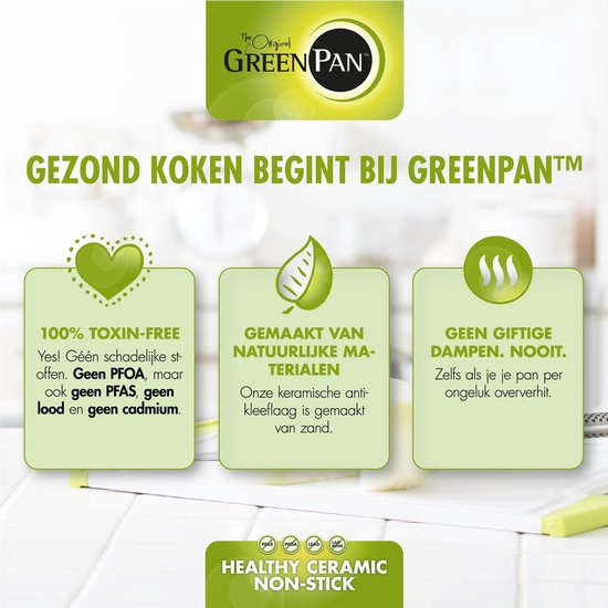 GreenPan Memphis koekenpannenset - 3-delig - zwart - inductie - PFAS-vrij - Gratis Ecover pakket bij aankoop van €100 GreenPan - GreenPan