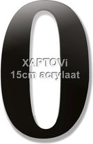 Xaptovi Huisnummer 0 Materiaal: Acrylaat - Hoogte: 15cm - Kleur: Zwart