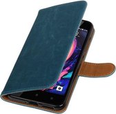 Blauw Pull-Up PU booktype wallet cover hoesje voor HTC Desire 10 Pro