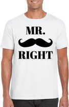 Mr. Right t-shirt wit heren L