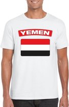 T-shirt met Jemenitische vlag wit heren S