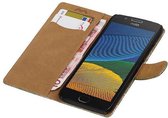 Lace Bookstyle Wallet Case Hoesjes Geschikt voor Moto G5 Plus Donker Groen
