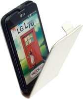 LELYCASE Creme Echt Lederen Flip Case Hoesje LG L70