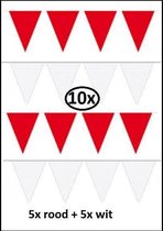 10x Vlaggenlijn Rood en wit 10 meter