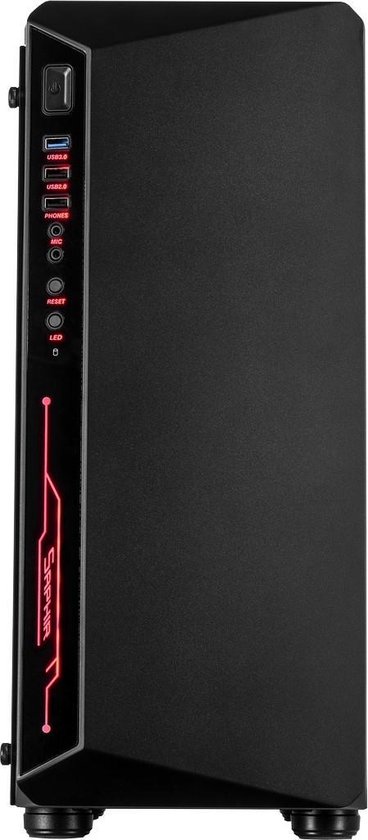 Inter-Tech C-3 - Saphir - Toren - Zwart - RGB Glass