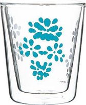 Zak!Designs - Lily Dubbelwandige Koffiebeker - Borrosilicaat Glas - 200 ml - Aqua blauw