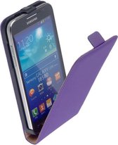 LELYCASE Flip Case Lederen Hoesje Samsung Galaxy Core Advance i8580 Paars