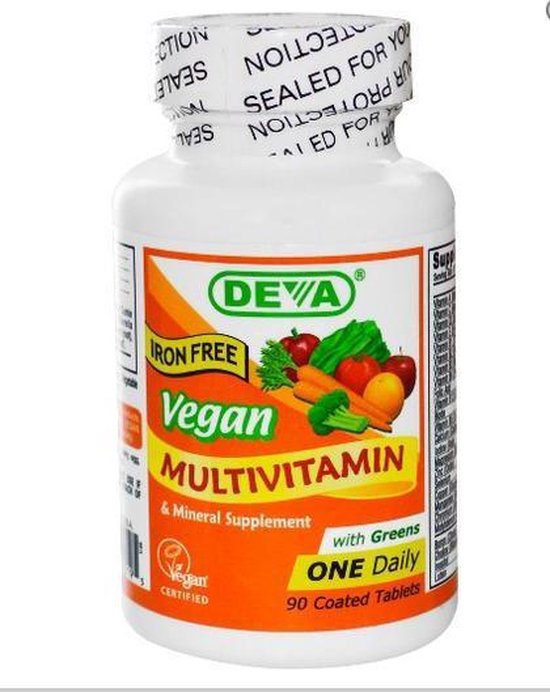 Multivitamine voor Vegetariers en Veganisten (90 Tabletten), zonder IJzer - Deva