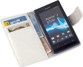 LELYCASE Bookstyle Wallet Case Flip Cover Bescherm Sony Xperia J Wit