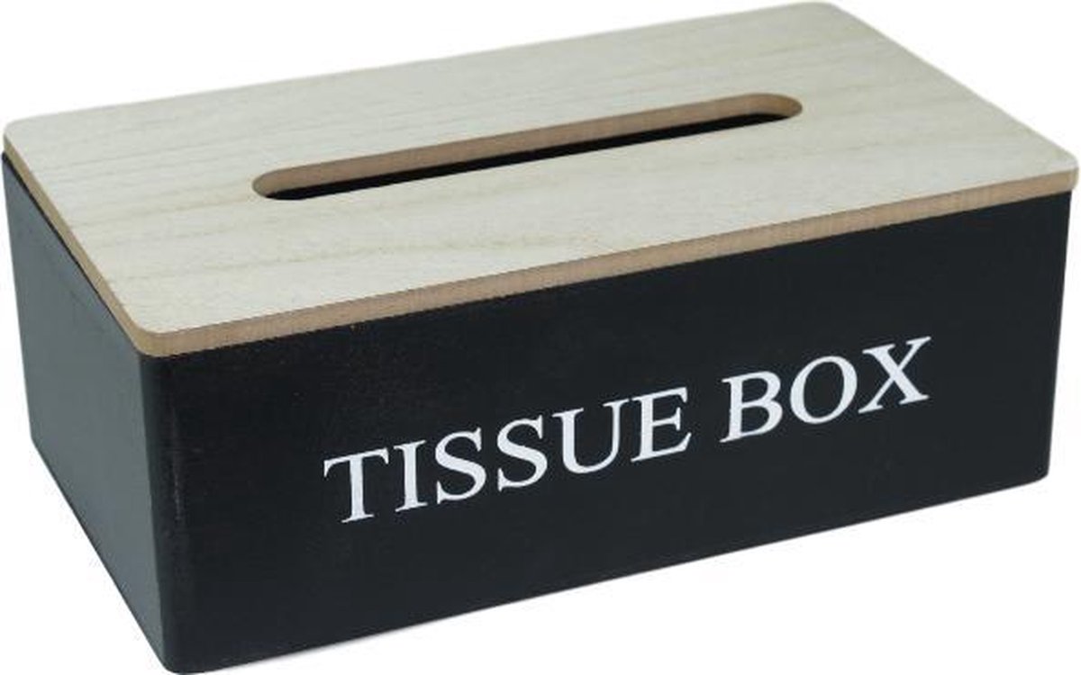 heden Aanmoediging manager Tissuebox / Tissuehouder - Zwart- Hout - 25x14x9cm | bol.com