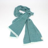 Sjaal petrol visgraat wol, Jansje Design