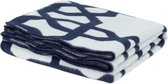 MOST wollen deken Troje - 200 x 220 cm - Wit/Donkerblauw