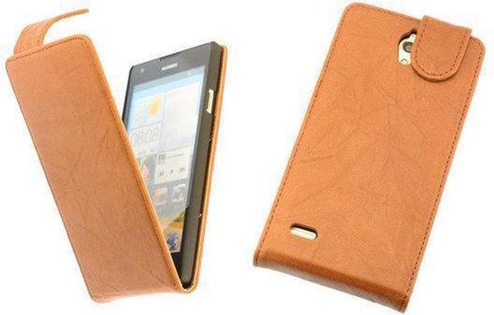 BestCases Bruin Kreukelleer Flipcase Huawei Ascend G700