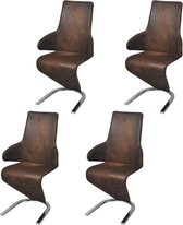 Cantilever eetkamerstoel stof bruin 4 stuks