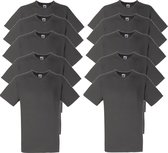 10 x Fruit of the Loom V-Hals ValueWeight T-shirt Light Graphite Maat XL