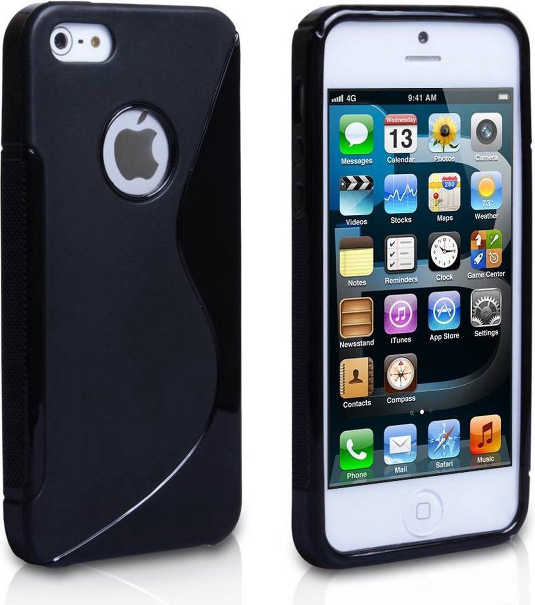 Geschikt voor iPhone 5 / 5S Smartphone Hoesje Tpu Siliconen Case S-Line Zwart