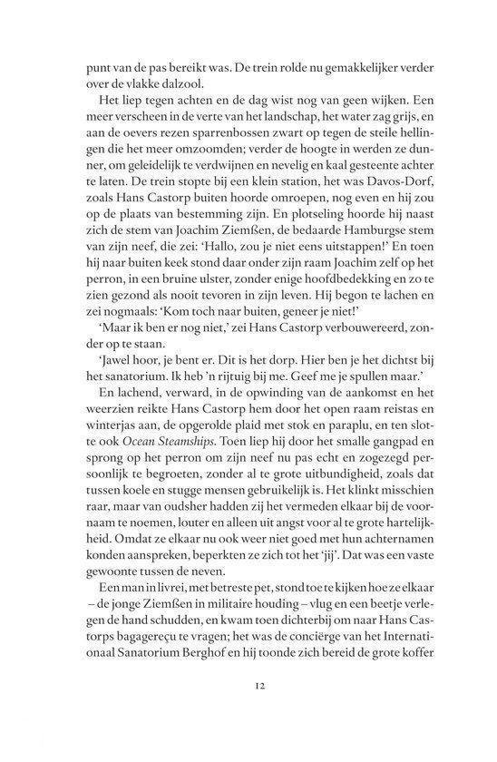 Tekstpagina uit een boek met een paragraaf over de reis van Hans Castorp.