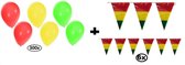 300x Ballonnen en 6x Vlaglijn rood/geel/groen