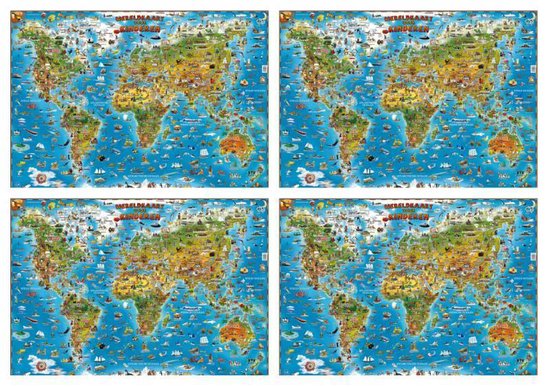 spoel Specimen Beraadslagen SET: Wereldkaart kinderen plano geplastificeerd per 4 stuks | 5425013069823  | Boeken | bol.com