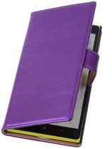 PU Leder Lila Hoesje Nokia Lumia 1320 Book/Wallet Case/Cover