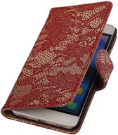 Lace Bookstyle Wallet Case Hoesjes Geschikt voor Huawei Honor 4 A / Y6 Rood