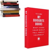 Selfshelf - Zwevende boekenplank - Linnen - Fel Rood - tekst My favourite books - L 22,5 x B 15,5 x H 3,5 cm