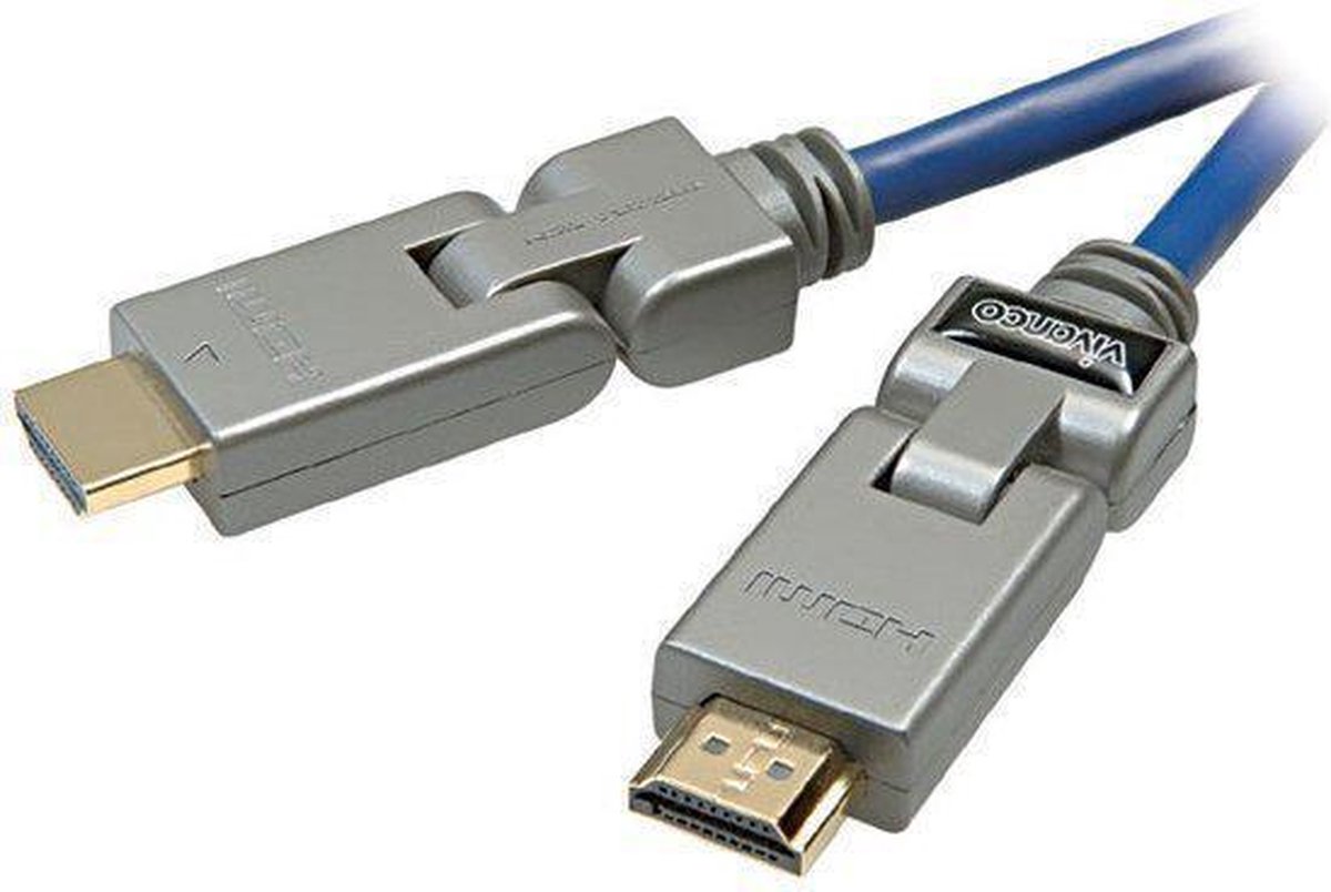 Vivanco - HDMI kabel - tweezijdige flexibel - 1.5 m - Blauw / Grijs