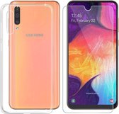 Samsung Galaxy M20 Hoesje Transparant TPU Siliconen Soft Case + Tempered Glass Screenprotector