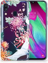 Galaxy A40 Samsung Hoesje transparant Bird Flowers
