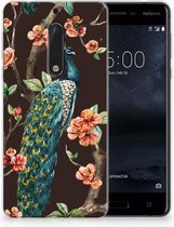 Nokia 5 Uniek TPU Hoesje Pauw met Bloemen