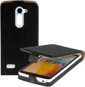 Lelycase Zwart Eco Leather Flip Case Hoes LG L Bello