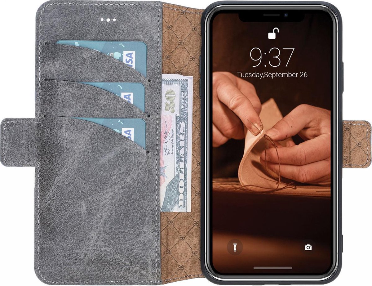 Bouletta Lederen Apple iPhone Xs Max Hoesje WalletCase Vintage Grey