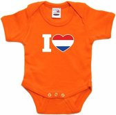 Oranje rompertje I love Holland baby - oranje babykleding 80