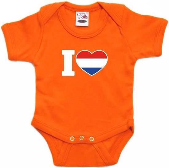 Oranje rompertje I love Holland baby - oranje babykleding 80 | bol.com