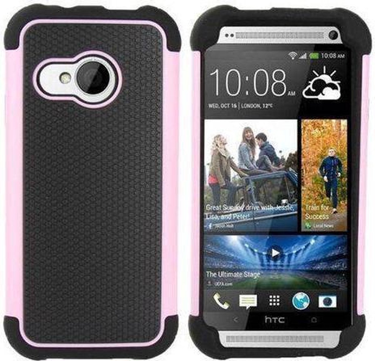 HTC One Mini 2 (M8) Hard Case Cover Zwart Roze