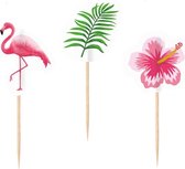 20x bâtonnets à cocktail à imprimé Flamingo