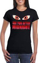 Halloween Halloween vampier t-shirt zwart dames met enge ogen - See you after midnight XXL