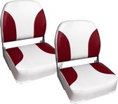 [pro.tec]® Bootstoel - klapstoel - 2 stuks set - wit en rood