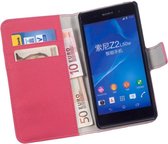 LELYCASE Bookcase Roze Flip Wallet Cover Hoesje Sony Xperia Z2