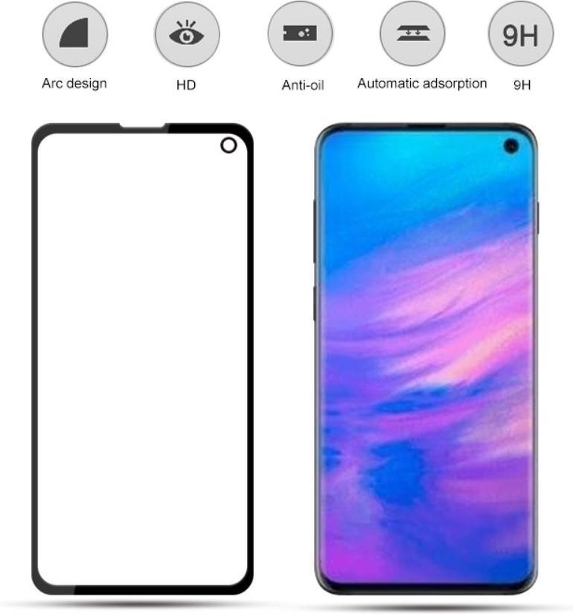 Full-Cover Tempered Glass - Geschikt voor Samsung Galaxy S10e Screen Protector - Zwart