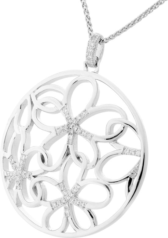 Orphelia ZH-7216 - CHAÎNE AVEC PENDENTIF FLEURS - argent 925 - zircone cubique - 45 cm