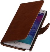 Washed Leer Bookstyle Wallet Case Hoesje - Geschikt voor Samsung Galaxy Ace 2 i8160 Bruin