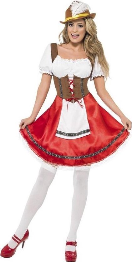 elke keer Verzadigen Tot stand brengen Oktoberfest - Rode/bruine Tiroler dirndl verkleed kostuum/jurkje voor dames  -... | bol.com