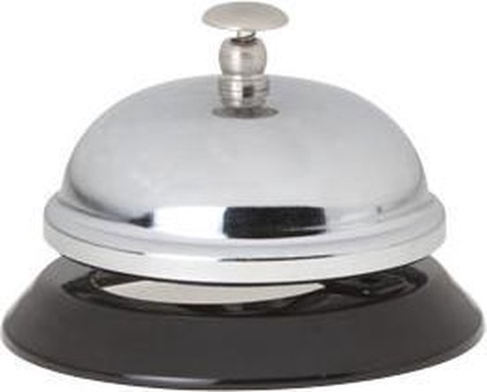 Receptiebel 8,5 cm zilver van metaal - Baliebel - Hotelbel — afbeelding 3